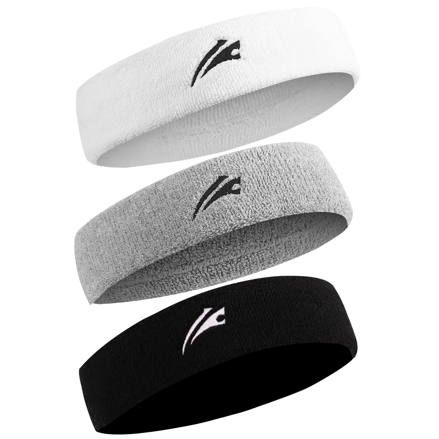 Custom Logo Terry Cloth Sports Headbands / Elastic Sweatbands Wholesale