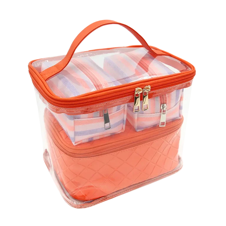 Sunset ClearCarry Vanity Collection / Transparent PVC & Quilted Travel Cosmetic Organizer Series
