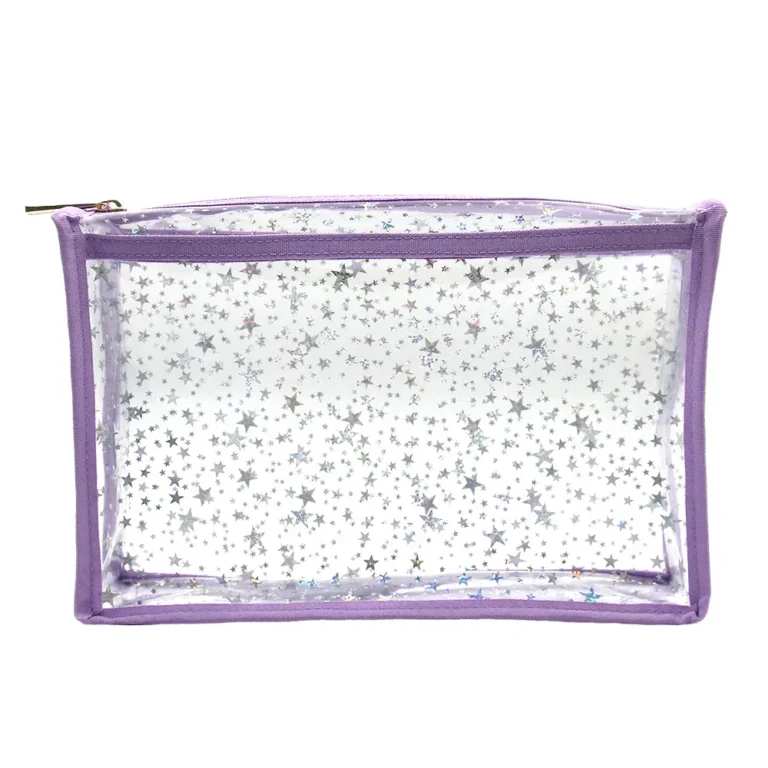 Starlight ClearBox Beauty Pouch / Transparent TPU Travel Cosmetic Organizer with Color Trim