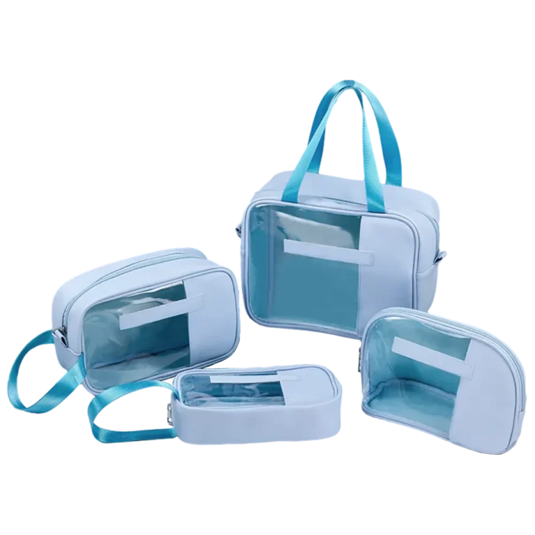 Blue PVC Beauty Cube Kit Portable Makeup & Skincare Organizer